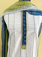 White with Blue and Green Dupatta