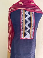 Black Cotton Suit With Block Printed Yoke