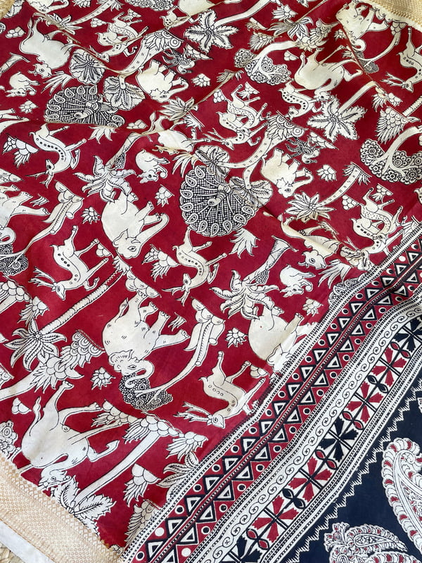 Red Kalamkari Dupatta