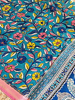 Blue Semi-Silk Kalamkari Dupatta