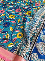 Blue Semi-Silk Kalamkari Dupatta