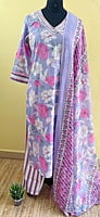 Lavender Cotton Suit with Floral Prints