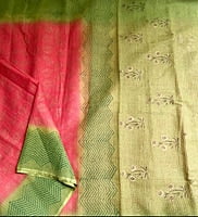 Red Block Printed Kota Saree