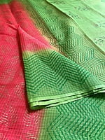 Red Block Printed Kota Saree