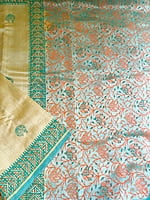 Beige Hand Block Printed Silk Cotton Saree