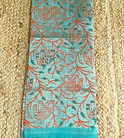 Beige Hand Block Printed Silk Cotton Saree