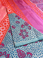 Pink Hand Block Printed Silk Cotton Saree Pink Hand Block Printed Silk Cotton Saree