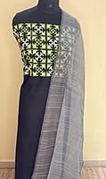 Black Handloom Mangalgiri Kurta and Dupatta