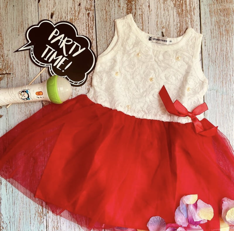 White and Red Embellished Dress White and Red Embellished Dress