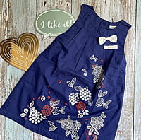 Deep Blue Sleeveless Dress with Embroidery Deep Blue Sleeveless Dress with Embroidery