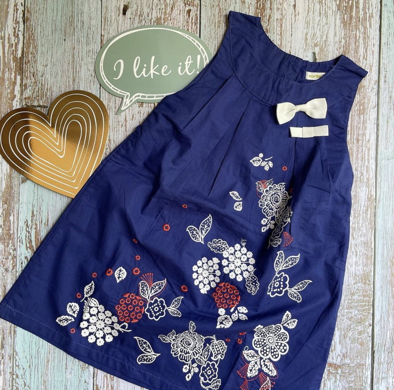 Deep Blue Sleeveless Dress with Embroidery Deep Blue Sleeveless Dress with Embroidery