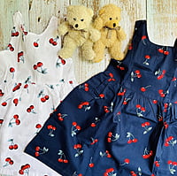 White Cotton Summer Dress with Cherry Prints White Cotton Summer Dress with Cherry Prints