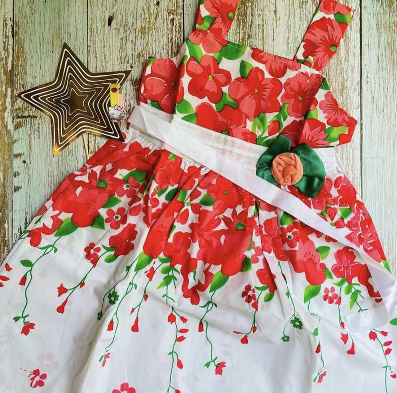 White Summer Dress with Floral Prints White Summer Dress with Floral Prints