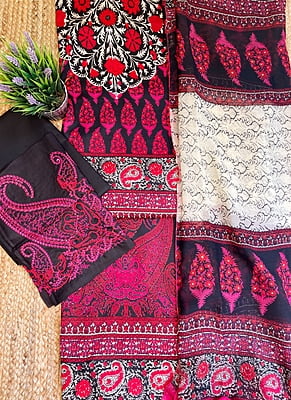 Black Printed Cotton Suit