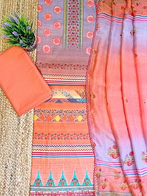 Coral Printed Cotton Suit