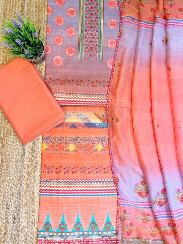 Coral Printed Cotton Suit