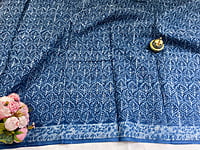 Indigo Floral Hand Block Printed Kota Indigo Floral Hand Block Printed Kota