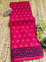 Handblock Printed Magenta Mangalgiri Saree Handblock Printed Magenta Mangalgiri Saree