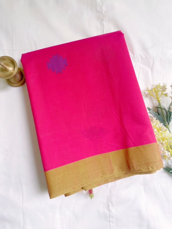 Pink Handloom Cotton Saree