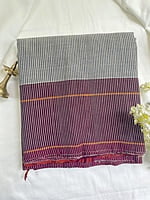 Grey Handloom Cotton Saree with Slub Stripes