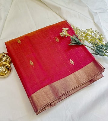 Red Double Shaded Chander Silk Cotton Saree