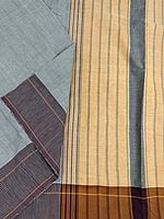 Grey with slub vertical stripes handwoven cotton saree Grey with slub vertical stripes handwoven cotton saree