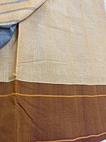 Grey with slub vertical stripes handwoven cotton saree Grey with slub vertical stripes handwoven cotton saree