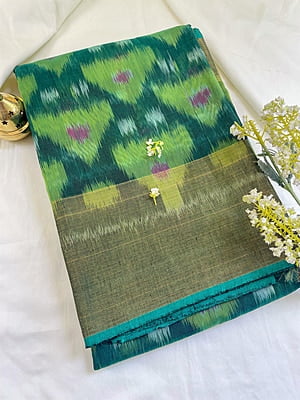 Green Cotton Viscose Saree
