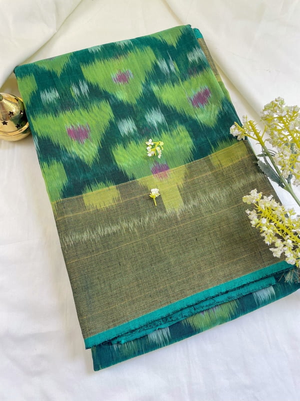 Green Cotton Viscose Saree