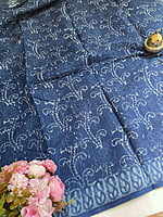 Indigo Kota Saree with Big Floral Prints Indigo Kota Saree with Big Floral Prints