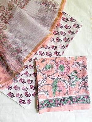 Pink Cotton Salwar Suit with Kota Dupatta