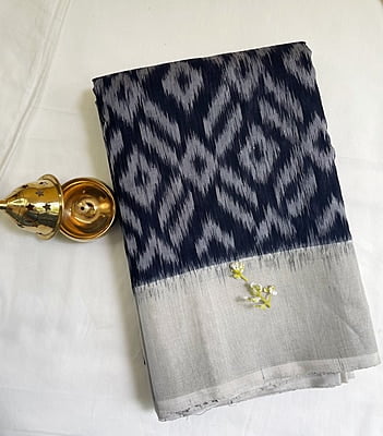 Black Pochampally Silk Cotton Saree