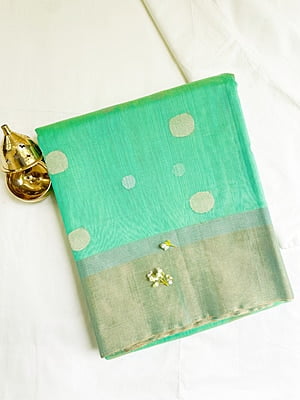 Minty Green Handloom Silk Cotton Saree