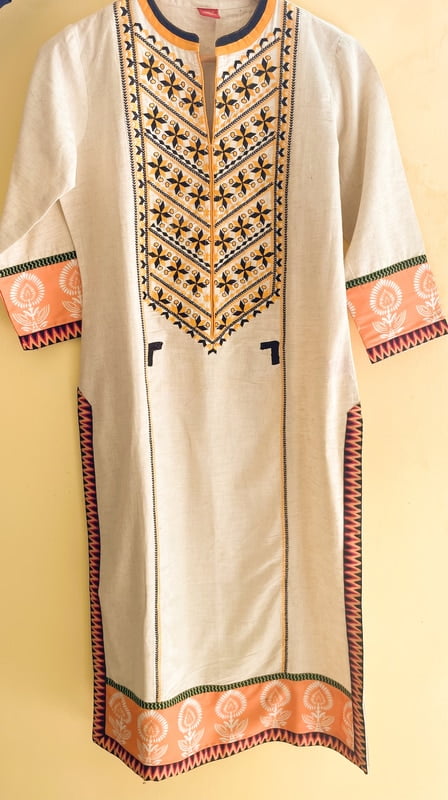 Cotton Suit with Embroidered Yoke