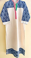 Cream with Printed Blue and Embroidery