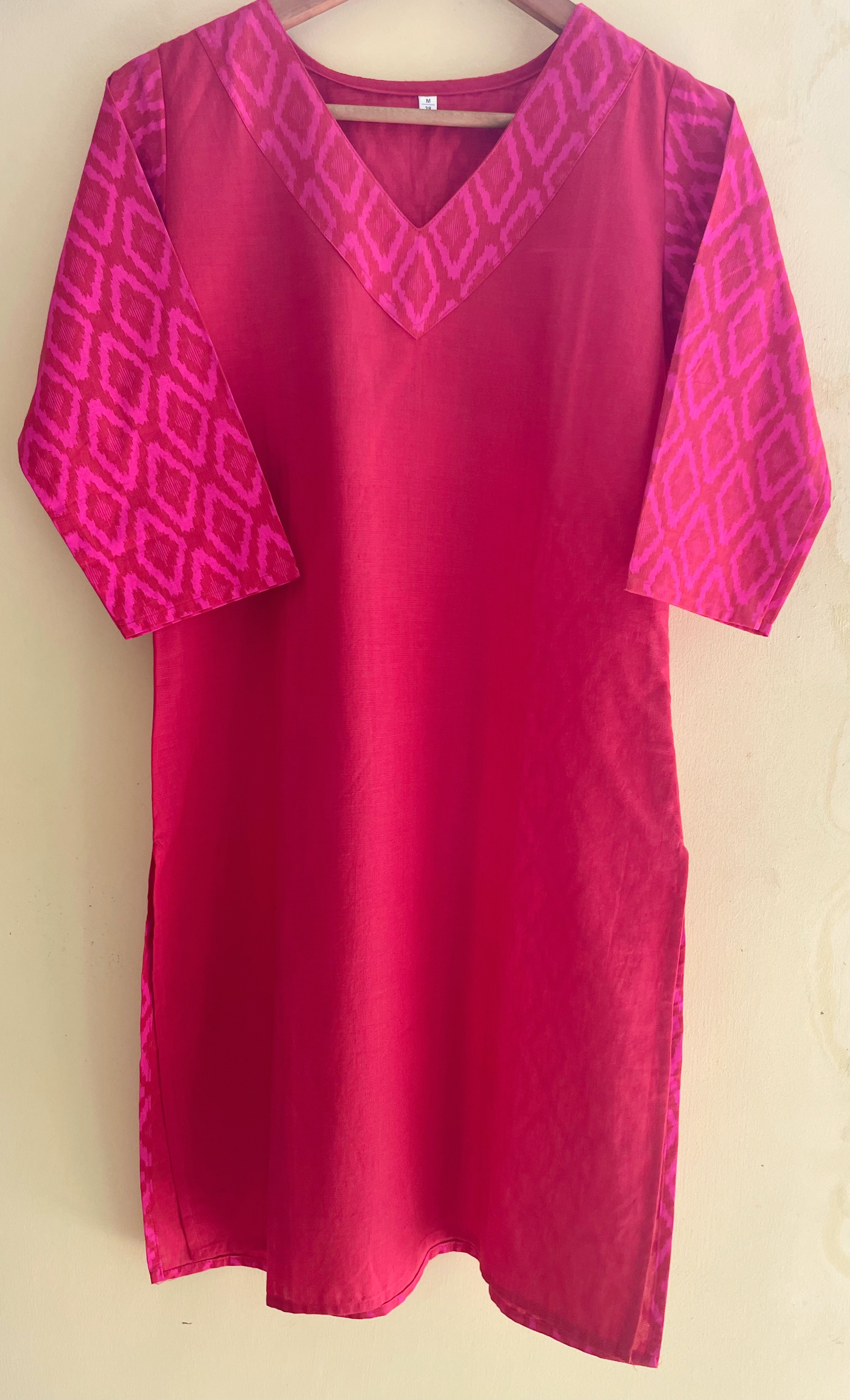 V Necked Red Kurta