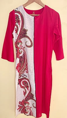 Red Rayon Kurta with Digital Prints