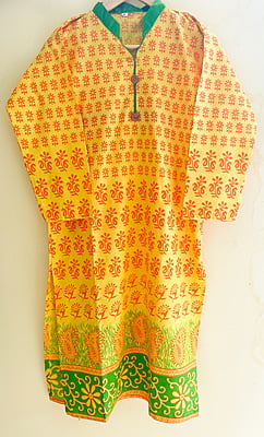 Bright Yellow Printed Kurta