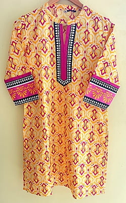 Colourful Cotton Kurta with Embellished Yoke