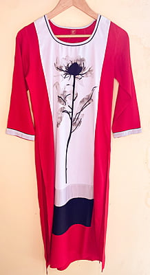 Bright Red Rayon Kurta