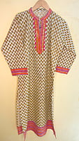 Printed Cotton Kurta with Embroidered Neckline