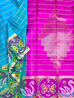 Turquoise blue soft silk saree