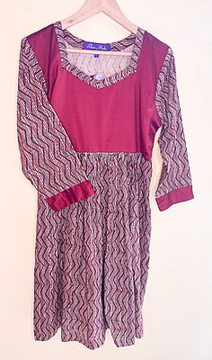 Maroon Printed Kurta