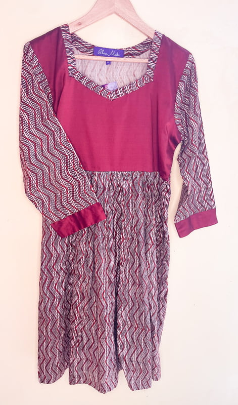 Maroon Printed Kurta