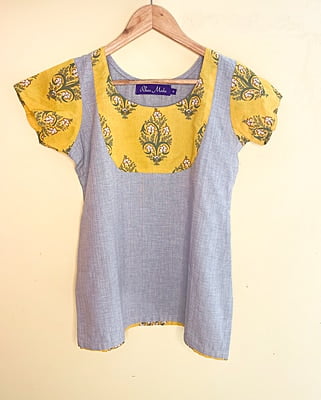 Grey Cotton Short Kurti