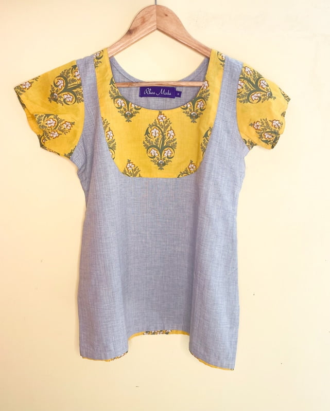 Grey Cotton Short Kurti