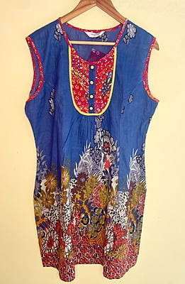 Blue Sleeveless Kurta with Sequence work