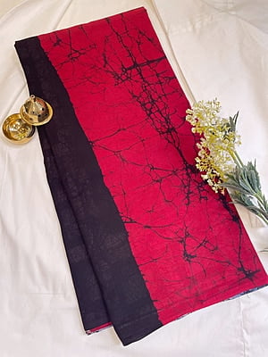 Red and Black Batik Saree