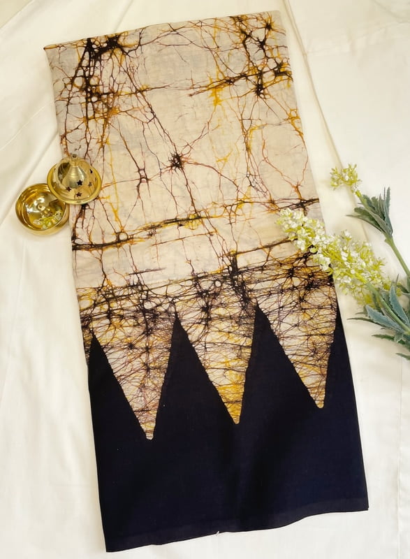 Brown and Black Batik Mul Saree