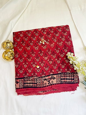 Red Modal Voile Saree with Ajrakh Prints